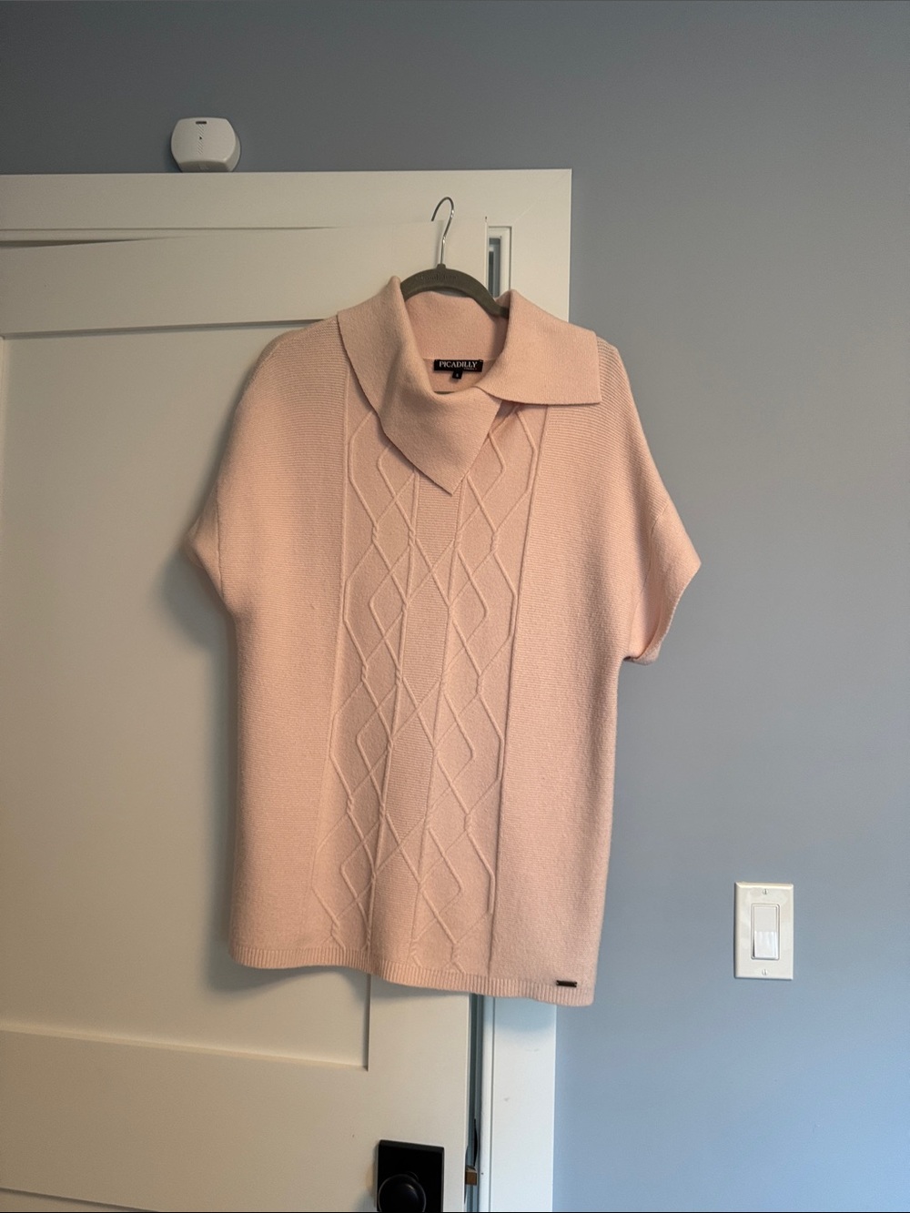 Blush Pink Short-Sleeve Cowl Neck Sweater